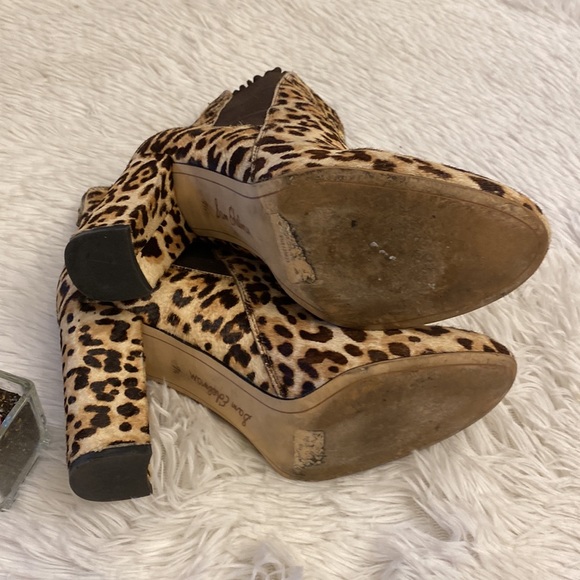 Sam Edelman | Anthropologie Animal print Fur Chelsea Ankle Bootie heel women 7.5 - Picture 10 of 11